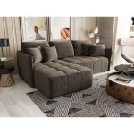 Canap d?angle convertible oniya marron en tissu velours hydrophobe ? moderne & design
