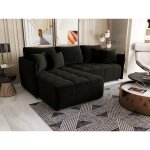 Canap� d?angle convertible oniya noir en tissu velours hydrophobe ? moderne & design