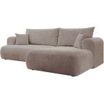 Canap� d?angle convertible ? ovo cord ? en velours c�tel� ? beige ? droite