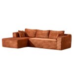 Canap� d?angle convertible r�versible 3 places en velours c�tel� marron design modulaire sans montage ...