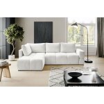 Canap d?angle convertible ? taremi ? en chenille hydrofuge ? blanc ? rversible