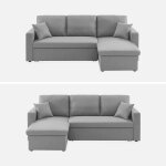 Canap dangle convertible en tissu gris clair - ida - 3 places. fauteuil dangle rversible coffre rangement ...