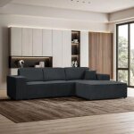 Canap d?angle design pedro l anthracite ? confort haut de gamme tissu dperlant sans fonction couchage ...