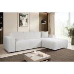 Canap d?angle design pedro l beige clair angle droit ? tissu ultra doux sans fonction couchage