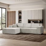 Canap d?angle design pedro l beige ? confort haut de gamme tissu dperlant sans fonction couchage angle ...