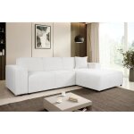 Canap d?angle design pedro l blanc angle droit ? tissu ultra doux sans fonction couchage
