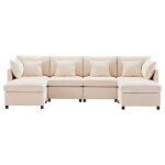 Canap� dangle droit 4 / 5 places - canap� en l avec repose - pieds amovible - 278 x 161 x 81 cm - tissu ...