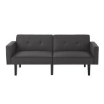 Canap angle droit convertible en coton et de lincanape 2 placespied en boisdouble dossier rglable indpendam ...