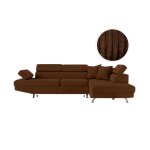 Canap dangle droit convertible rio 5 places avec coffre de rangement en velours ctel - marron