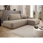 Canapé dangle droit ouvert convertible en tissu texturé taupe daviso Canapé dangle droit ouvert convertible en tissu texturé taupe daviso
