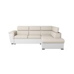 Canapé dangle droit paola convertible 4 places tissu easy clean antitache et simili - beige / blanc Canapé dangle droit paola convertible 4 places tissu easy clean antitache et simili - beige / blanc