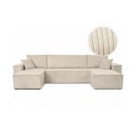 Canap� dangle farah panoramique convertible 6 places en velours cotel� - beige