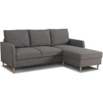 Canap� dangle fixe 3 places chipy - tissu anthracite - r�versible - l 192 x p 137 x h 82 cm - pieds noir ...