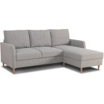 Canap dangle fixe 3 places chipy - tissu gris souris - rversible - l 192 x p 137 x h 82 cm - pieds ...