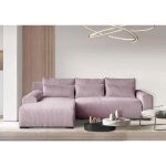 Canap� d?angle gauche benny l rose velours? avec fonction de couchage coffre de rangement design moderne ...
