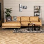Canap dangle gauche denver beige en cuir cologique - livin24 - 295cm - 4 places - confort moelleux