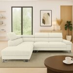 Canap� dangle � gauche avec t�ti�res relevables quentin velours c�tel� beige