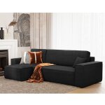 Canapé dangle lisa convertible réversible coffre velours côtelé noir anthracite Canapé dangle lisa convertible réversible coffre velours côtelé noir anthracite
