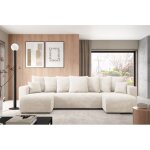 Canap d?angle panoramique convertible lavia u blanc cass