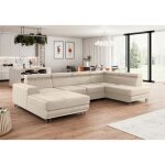 Canap dangle panoramique sinea u beige angle droit avec ttires rglables