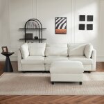 Canap dangle avec repose - pieds trois places en forme de l meubles rembourrs de salon beige