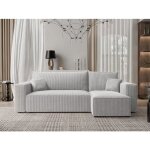 Canap� d angle paris convertible 4 places velours c�tel� gris clair avec coffre et ottoman r�versible ...