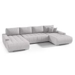 Canap d?angle en u draco gris clair velours? convertible avec coffre tissu facile  nettoyer design ...