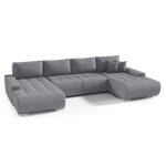 Canap d?angle en u draco gris fonc velours? convertible avec coffre tissu facile  nettoyer design ...