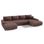 Canap d?angle en u draco marron velours? convertible avec coffre tissu facile  nettoyer design minimaliste ...