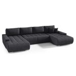 Canapé d?angle en u draco noir velours? convertible avec coffre tissu facile à nettoyer design minimaliste ... Canapé d?angle en u draco noir velours? convertible avec coffre tissu facile à nettoyer design minimaliste ...