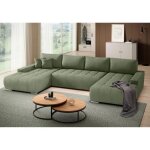 Canap d?angle en u draco vert ? convertible avec coffre tissu facile  nettoyer design minimaliste