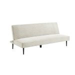 Canap banquette convertible 3 places velours ctel crme pitement mtal l 180 x p 100 x h 74. 5 cm ...