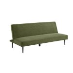 Canap banquette convertible 3 places velours ctel kaki pitement mtal l 180 x p 100 x h 74. 5 cm ...