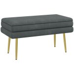 Canapé banquette rembourrée rangement avec aspect velours gris canapé - lit pieds en acier tabouret de ... Canapé banquette rembourrée rangement avec aspect velours gris canapé - lit pieds en acier tabouret de ...