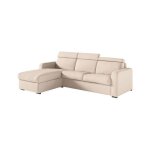 Canap carole dangle convertible 4 places couchage quotidien 140x190cm en tissu - beige