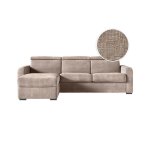Canap carole dangle convertible 4 places couchage quotidien 140x190cm en tissu chenille - taupe