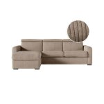 Canap carole dangle convertible 4 places couchage quotidien 140x190cm en velours ctel - taupe