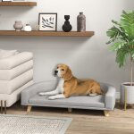 Canap� pour chien grand lit sur�lev� pour chien coussin lavable cadre en bois tissu polyester 98 x 67 ...