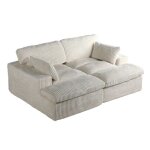 Canap� convertible 2 - en - 1 canap� - lit 2 places blanc en tissu c�tel� sans montage convertible en ...