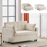 Canap� convertible 2 place dossier r�glable avec fonction lit tissu en velours 142x79x85 cm 2 oreillers ...