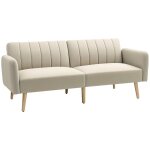 Canap convertible 2 places - homcom - design scandinave - dossier inclinable 3 positions - pieds bois ...