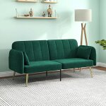 Canap� convertible 2 places canap� - lit canap� clic - clac en tissu velours avec dossier r�glable vert ...