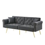 Canap convertible 2 places canap lit scandinave veloursdossier rglable en 3 niveauxpieds en mtal ...