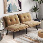 Canap convertible 2 places moderne brun clic clac 2 places convertible avec fonction couchage canap ...