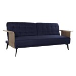 Canap convertible 203 x 87 x 81 cm noir bleu mtal marron