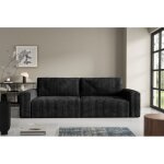 Canap� convertible 3 places brigia l noir en velours c�tel� grosse maille