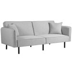 Canap convertible 3 places - homcom - canap - lit clic - clac - 2 coussins - 195l x 89p x 87h cm - ...