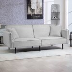 Canap� convertible 3 places canap� - lit clic - clac avec 2 coussins 195l x 89p x 87h cm gris clair