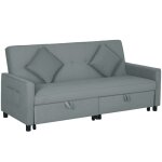 Canap convertible 3 places canap - lit clic - clac - homcom - rversible avec dossier rglable et coussins ...