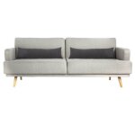 Canap convertible 3 places uni - gris clair - 214 x 86 x 83 cm